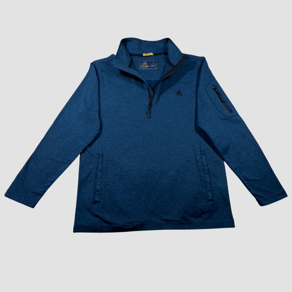 Rugby University Men's 1/4 Zip Pullover Extreme Stretch Marled Blue Shirt Small - Picture 4 of 8